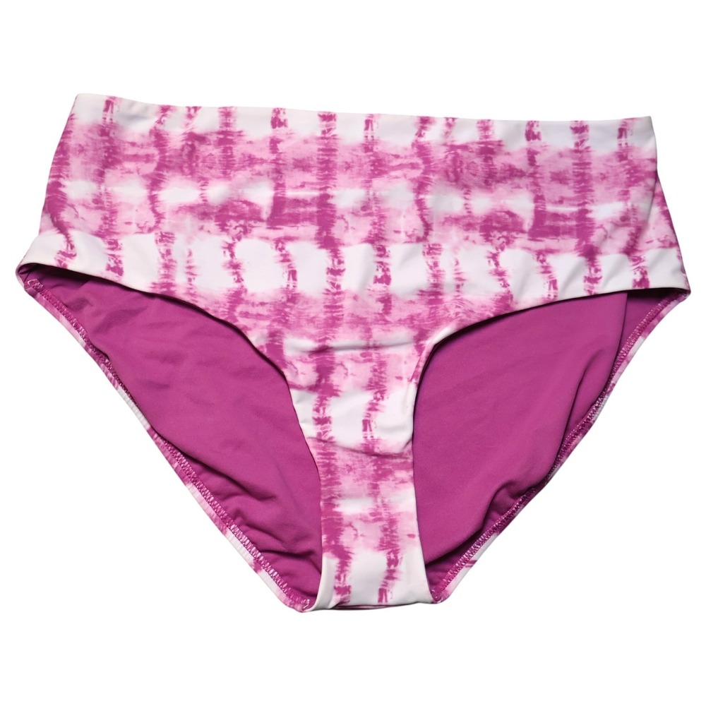 Bar III Summer Stripes Pink Tie Dye High Waist Bikini Bottom XL Macy's NWT